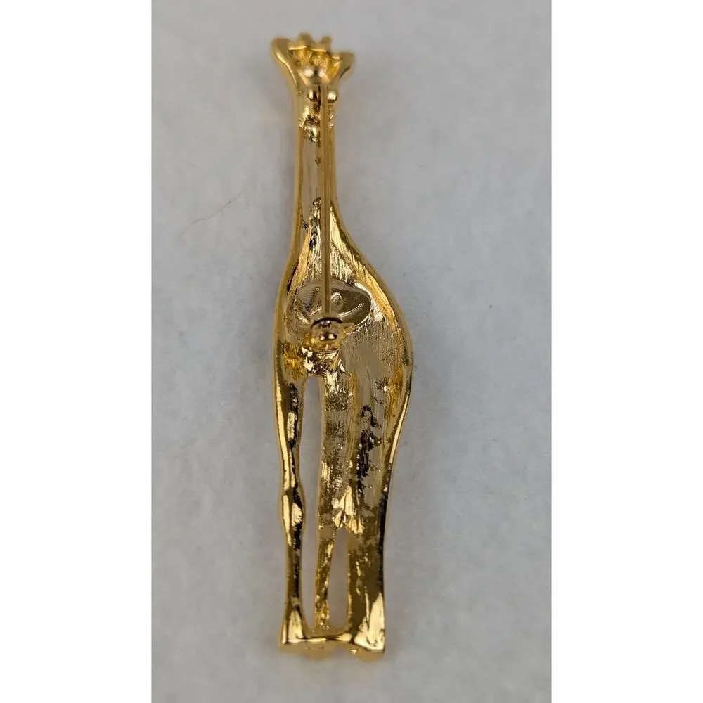 Giraffe gold vermeil pin/brooch Signed Liz claiborne Retro Y2K 23/4